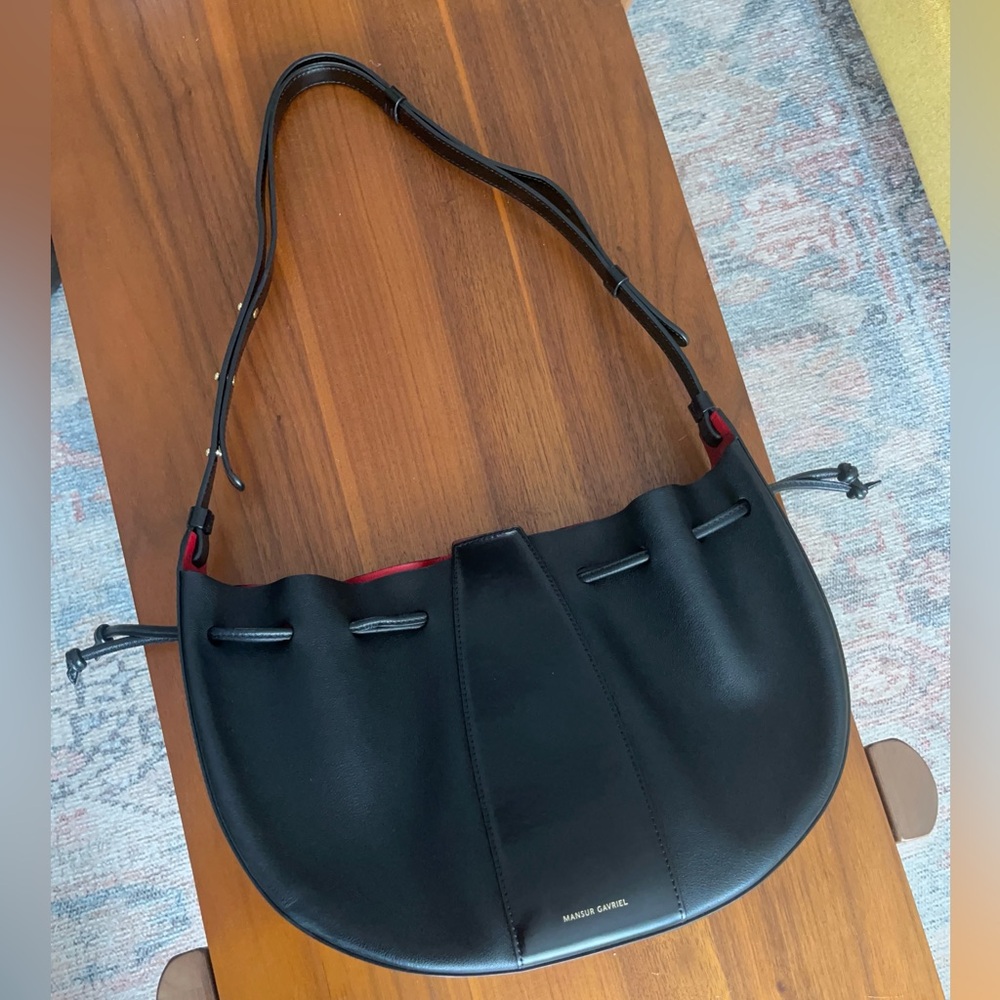 Mansur Gavriel lillium bag, black exterior with red interior